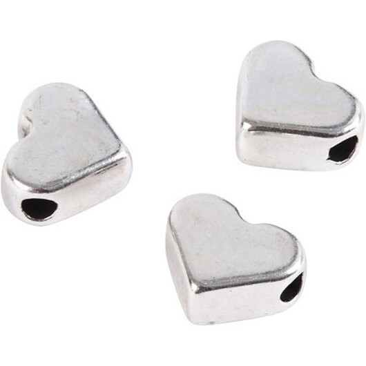 Ledpärlor, stl. 5,5x7 mm, Hålstl. 1 mm, försilvrad, 3 st./ 1 förp.