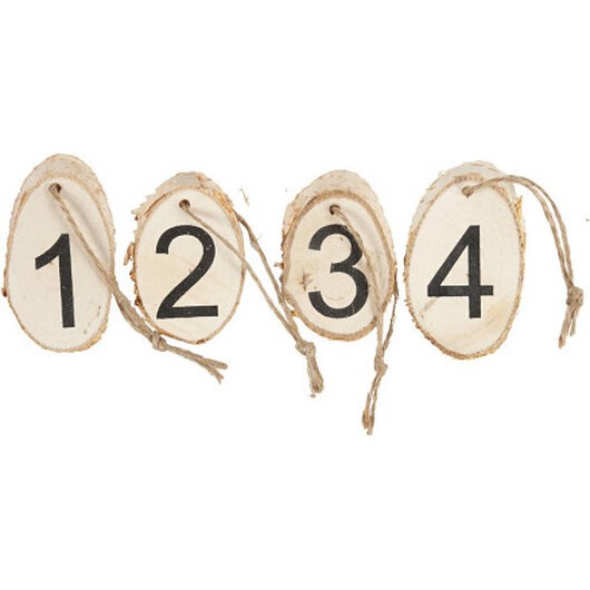 Träskivor med adventssiffror, 4 st / 1 frp.