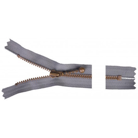 YKK Dragkedja/Blixtlås Antik Mässing 12cm 4mm Grå