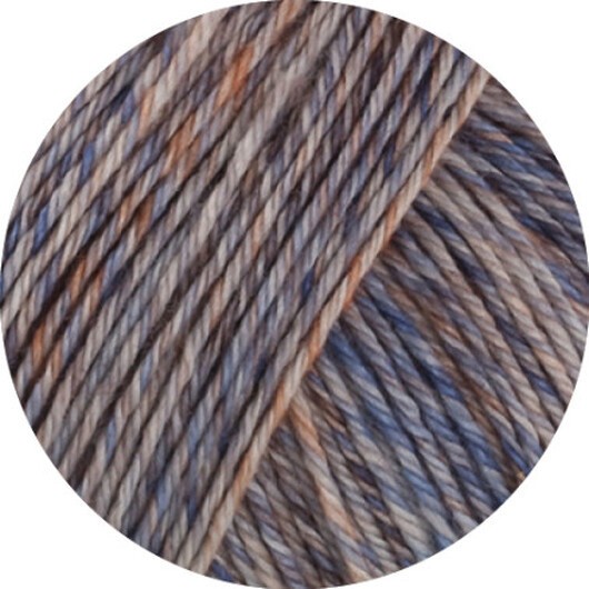 Lana Grossa Vintage Socks Garn 1018 Beige/Ljus-/Mörkgrå/Orange/Mörkgrå Melange