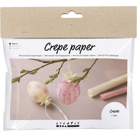 Mini DIY Kit Crepepapper, ägg, ljusrosa, ljusgul, 1 frp.