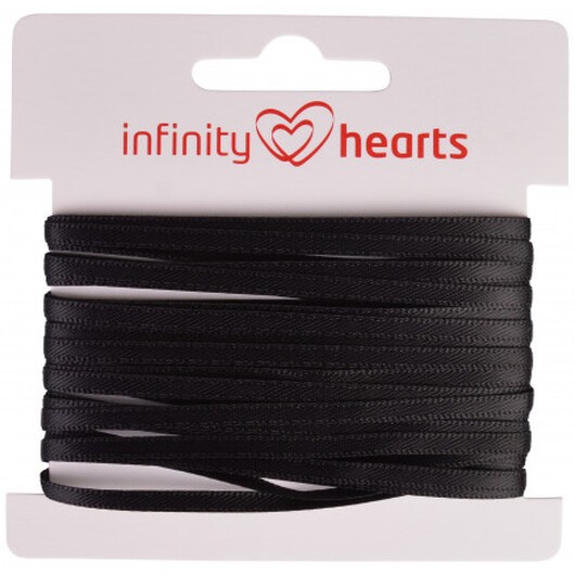 Infinity Hearts Satinband Dubbelsidig 3mm 030 Svart - 5m