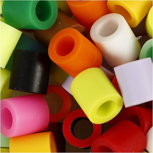 Rörpärlor, storlek 10x10 mm, hålstorlek 5,5 mm, Jumbo, komplementfärger, 2450 st / 1 hink