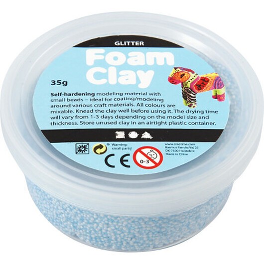 Foam ClayÂ® , glitter, ljusblå, 35 g/ 1 burk