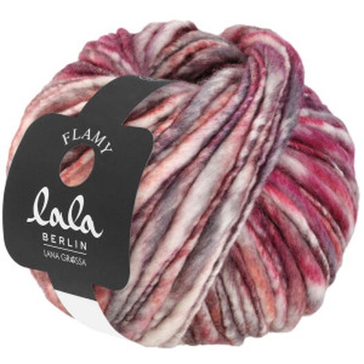 Lana Grossa Lala Berlin Flamy Garn 103 Fuchsia/Rost/Grå/Vit Melerad