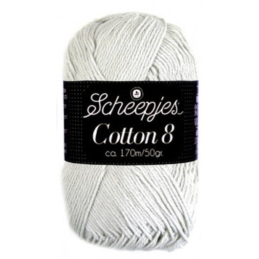 Scheepjes Cotton 8 Garn Unicolor 700 Ljusgrå