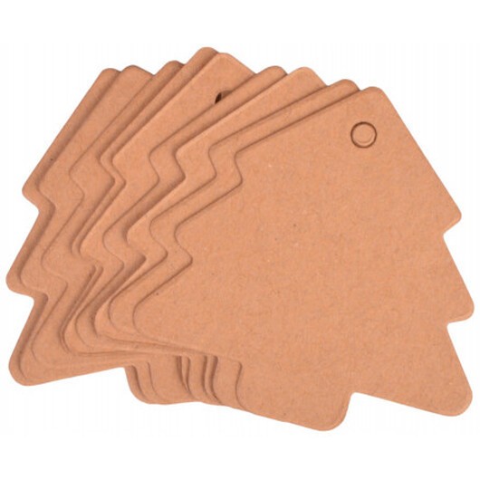 Infinity Hearts Till och Frånkort Juletræ Karton Brun 5,5x5,5cm - 10 stk