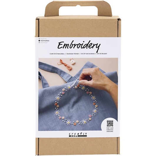 DIY Kit Broderi, Textilkasse, duvblå, 1 förp.