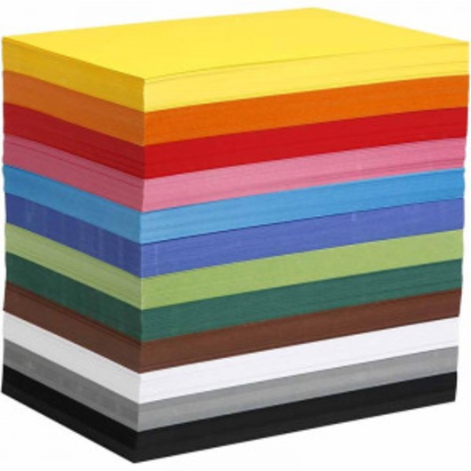 Creativ kartong, mixade färger, A4, 210x297 mm, 180 g, 1200 mix. ark/