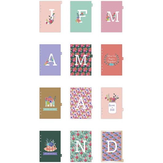 Skiljeblad, A5, Antal sidor 12, guld, röd, koral, 1 st.