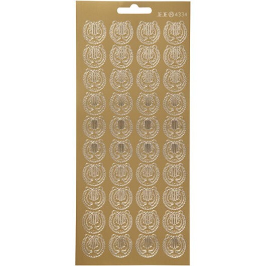 Stickers, lyra, ark 10x23 cm, guld, 1 ark