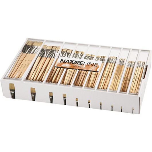 Natur Line Penslar, nr. 00+0+1+2+4+8+12+14+20+22, L: 17,5-20,5 cm, B: 3-22 mm, platta, 10x12 st./ 1 förp.