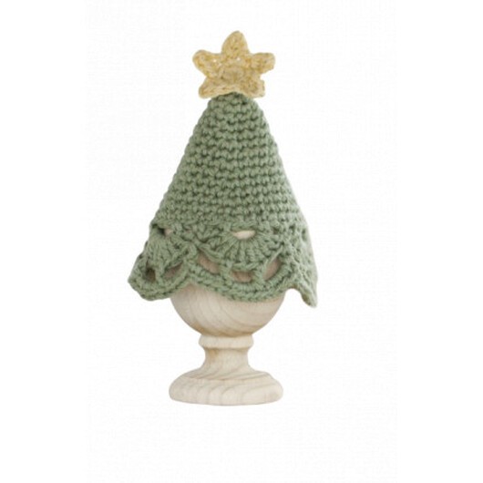 Get Cracking! by DROPS Design - Julgran äggvärmare Virk-mönster 19x9 cm