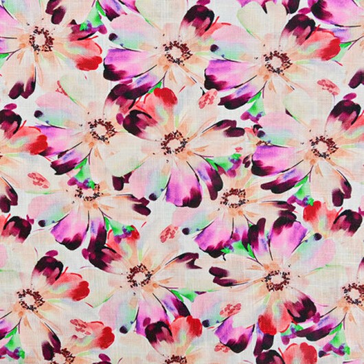 Lin/Viskos Jersey Tyg 1837 Blommor - 50cm