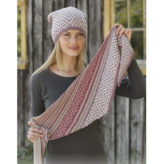 Purple Way by DROPS Design - Mössa och sjal stickmönster str. S/M - M/L