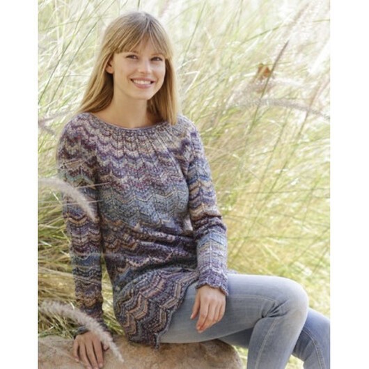 At Sundown by DROPS Design - Tröja Stick-mönster str. S/M - XXL/XXXL