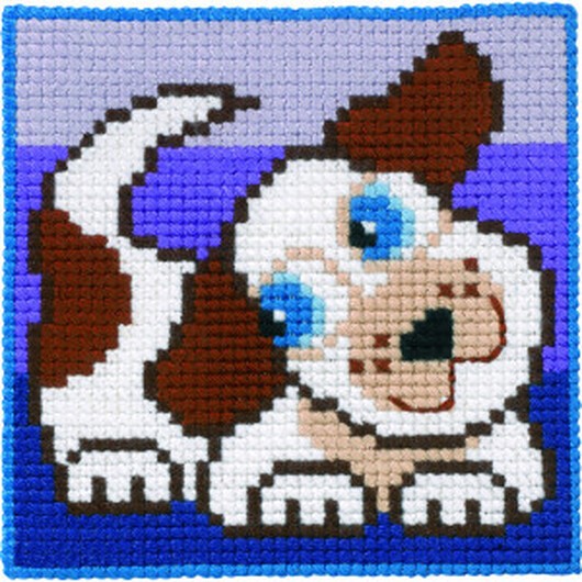 Permin Broderikit Barnstramalj Hund 25x25cm