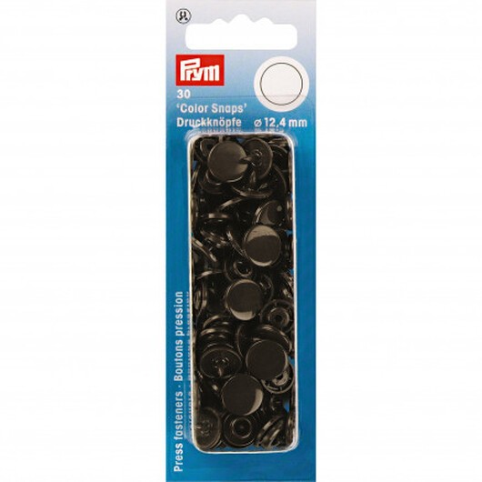 Prym Color Snaps Tryckknappar Plast Rund Mörkbrun 12,4mm - 30 st.