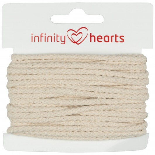 Infinity Hearts Anoraksnöre Bomull rund 3mm 200 Natur - 5m