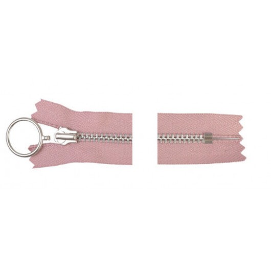 YKK Dragkedja/Blixtlås Aluminium Fast m/Ring 25cm 4mm Rosa