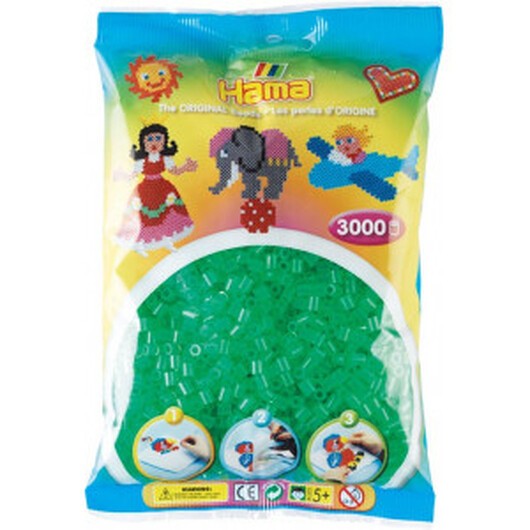 Hama Midi Pärlor 201-16 Transparent Grön - 3000 st.