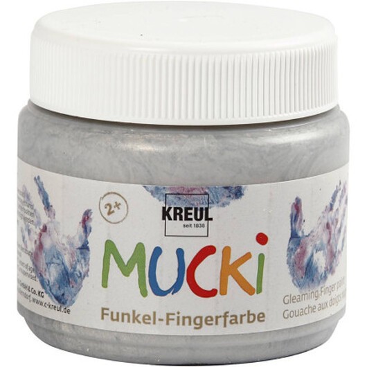 Mucki Fingerfärg, metallsilver, 150 ml/ 1 burk