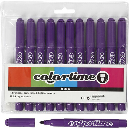Colortime-pennor, spets 5 mm, mörklila, 12 st./ 1 förp.