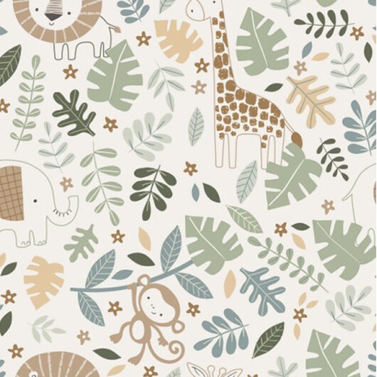 Bomullsjersey Print Tyg 150 cm 51 Djur - 50 cm