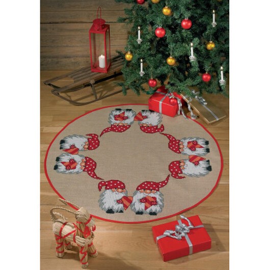 Permin Broderikit Jute Julgransfilt Nissar Ø118cm