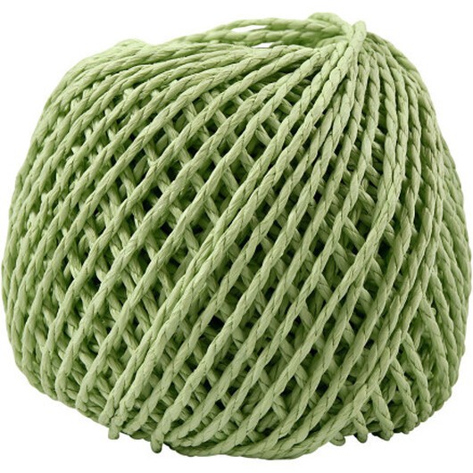 Paperyarn, tjocklek 2,5-3 mm, ljusgrön, 150 g, 40 m/ 1 nystan