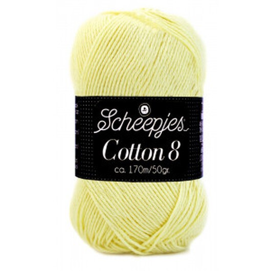 Scheepjes Cotton 8 Garn Unicolor 508 Vaniljgul