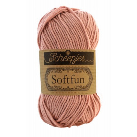 Scheepjes Softfun Garn Unicolor 2612 Ljus Gammelrosa