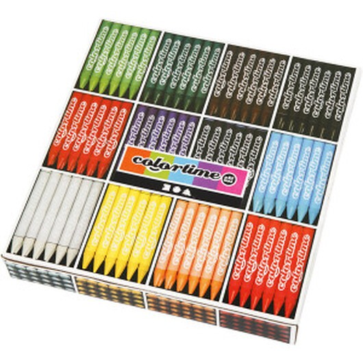 Colortime Färgkritor, L: 10 cm, tjocklek 11 mm, mixade färger, 12x24 st./ 1 förp.
