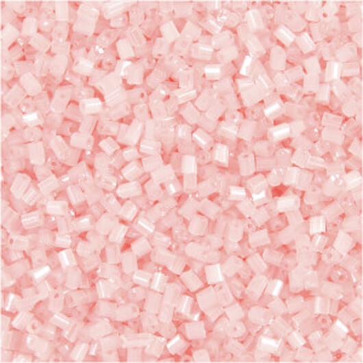 Rocaipärlor 2-cut, Dia. 1,7 mm, stl. 15/0, Hålstl. 0,5 mm, transparent rosa, 500 g/ 1 påse