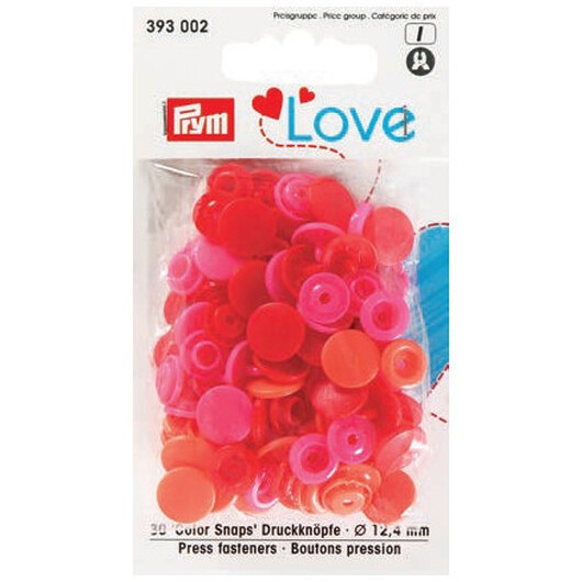 Prym Color Snaps Tryckknappar Plast Rund 12,4 mm ass. Röd - 30 st