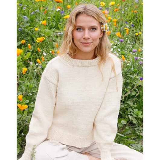 Prairie Rose Sweater by DROPS Design - Tröja Stickmönster str. S - XXXL
