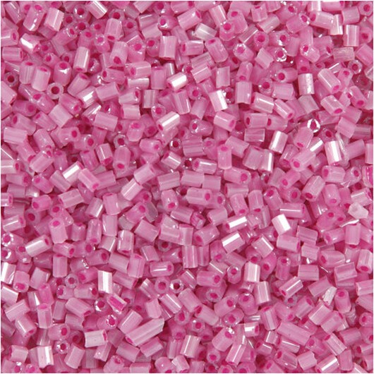 Rocaillepärlor 2-cut, Dia. 1,7 mm, stl. 15/0, Hålstl. 0,5 mm, rosa, 25 g/ 1 förp.