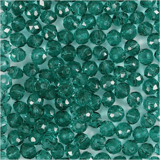 Facetterade pärlor, diam. 4 mm, hålstorlek 1 mm, grön, 45 st / 1 frp.
