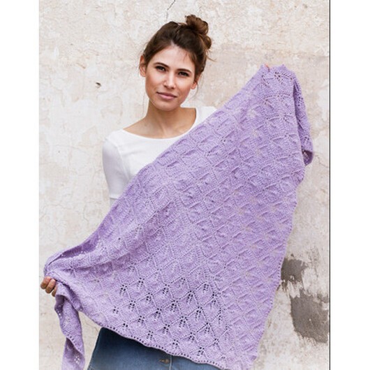 Lilac Bouquet by DROPS Design - Sjal Stickmönster 144x72 cm