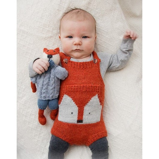 Baby Fox Onesie by DROPS Design - Baby Bodystock Stickmönster Str. Prematur - 3/4 år