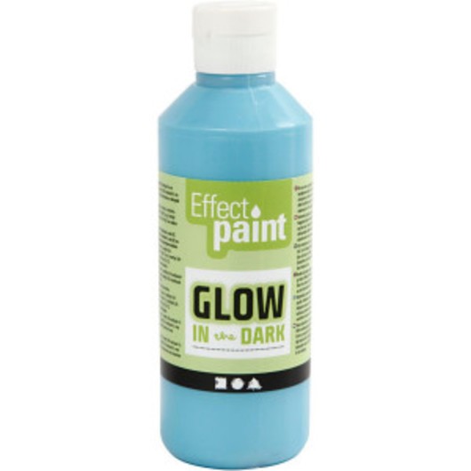 Glow in the Dark, Självlysande Färg, fluorescerande ljusblå, 250 ml/ 1