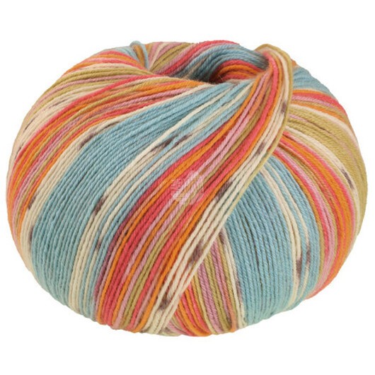 Lana Grossa Meilenweit 100 SETA Giappone Garn 3381 Mint Turkos/Ecru/Mustard/Rasp/Sour/Lavender