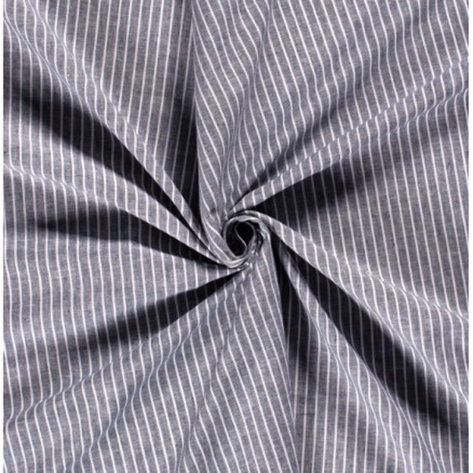 Lin/Bomull m/Ränder 145cm 008 Grå - 50cm