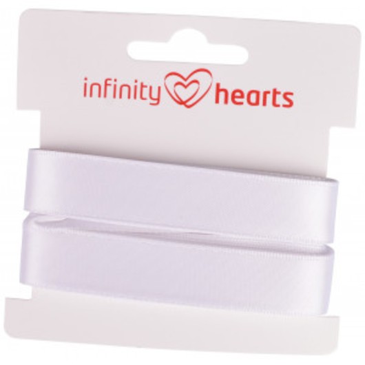 Infinity Hearts Satinband Dubbelsidig 15mm 029 Vit - 5m