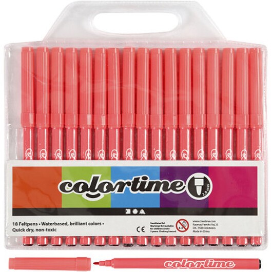 Colortime-pennor, spets 2 mm, rosa, 18 st./ 1 förp.