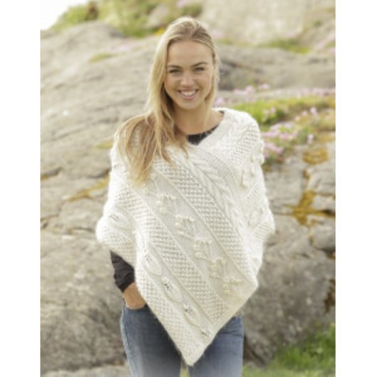 Snow Beads by DROPS Design - Poncho Stick-mönster strl. S/M - XXL/XXXL