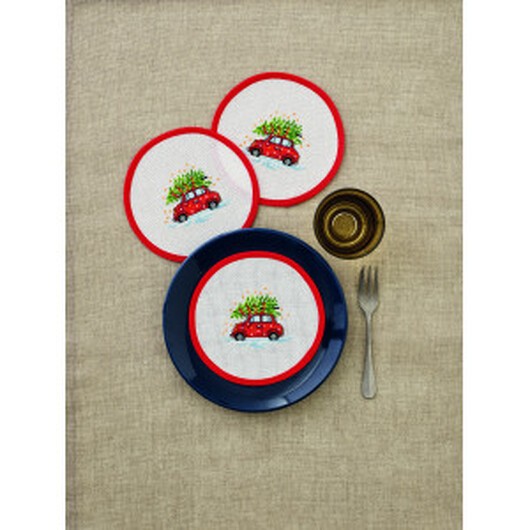 Permin Broderikit Bil 3 st Ø16cm