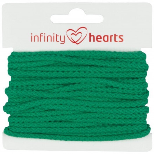 Infinity Hearts Anoraksnöre Bomull rund 3mm 720 Ljus Grön - 5m