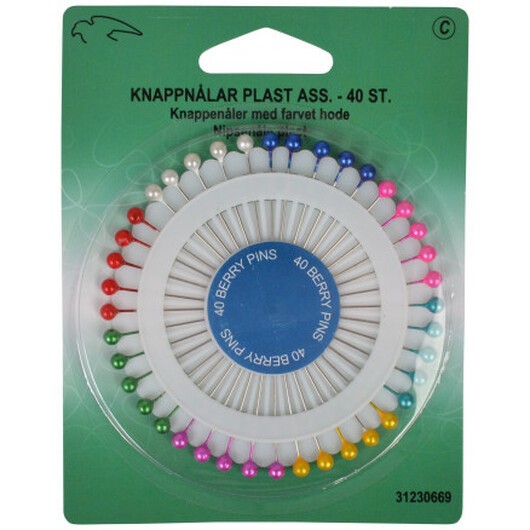 Knappnålar/knappnålar Plast Ass. färger - 40 st.
