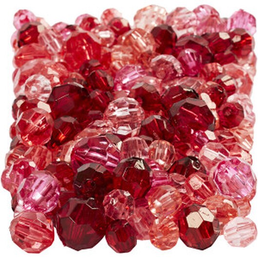 Facettpärlor, stl. 4-12 mm, Hålstl. 1-2,5 mm, röd harmoni , 250 g/ 1 förp.